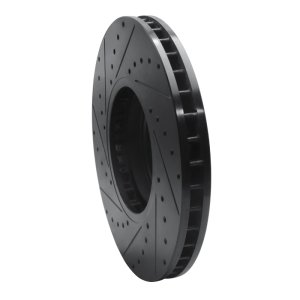 BMW X5 Brake Rotor (1) - Front Right - R1 Concepts - Drilled & Slotted - Black - `02-`06